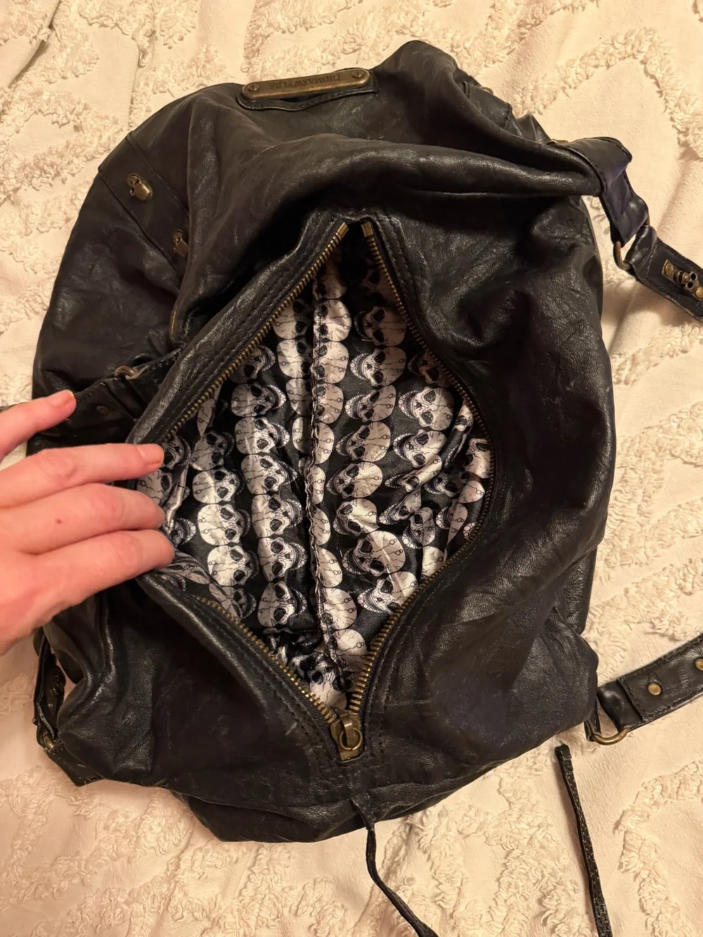 Thomas Wylde Vintage Y2K Black Leather Hobo with Chain Accents Olsen twins